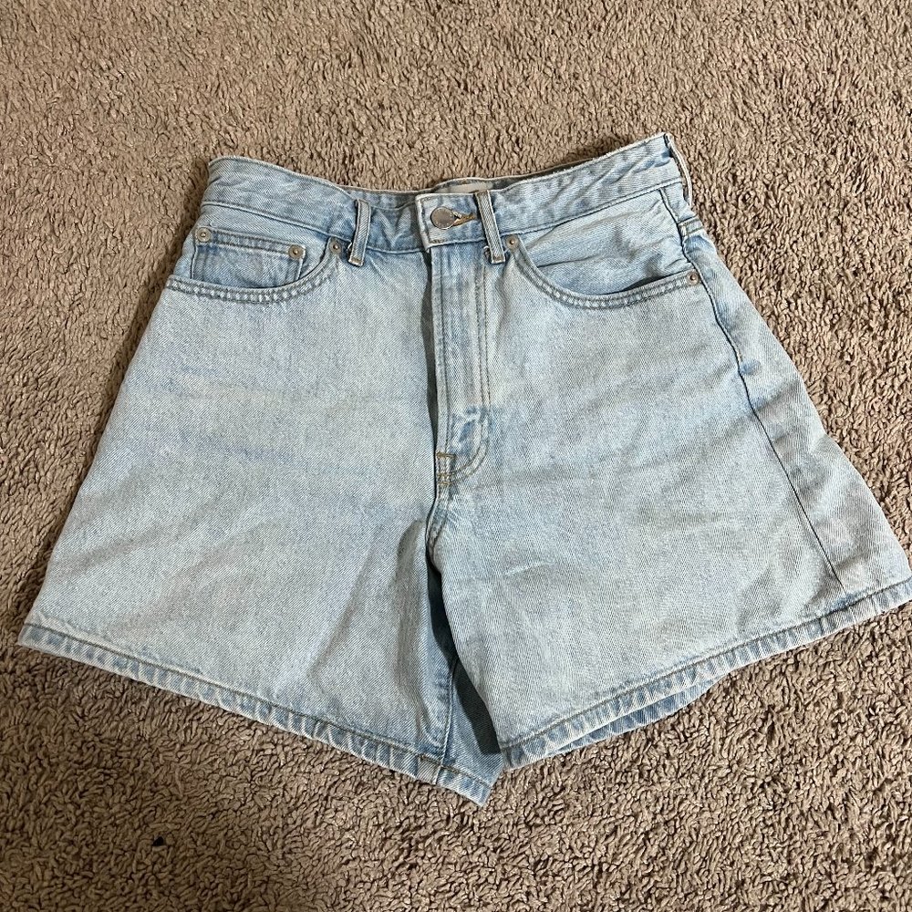 Everlane A-Line Denim Short - Size 26, Powder Blue